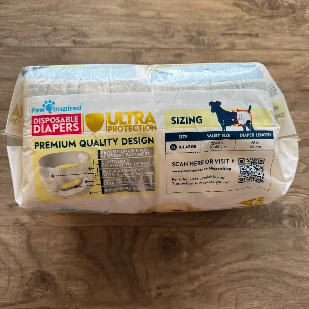 New Paw Inspired Disposable Diapers Ultra Protection X-Large 20 Pack